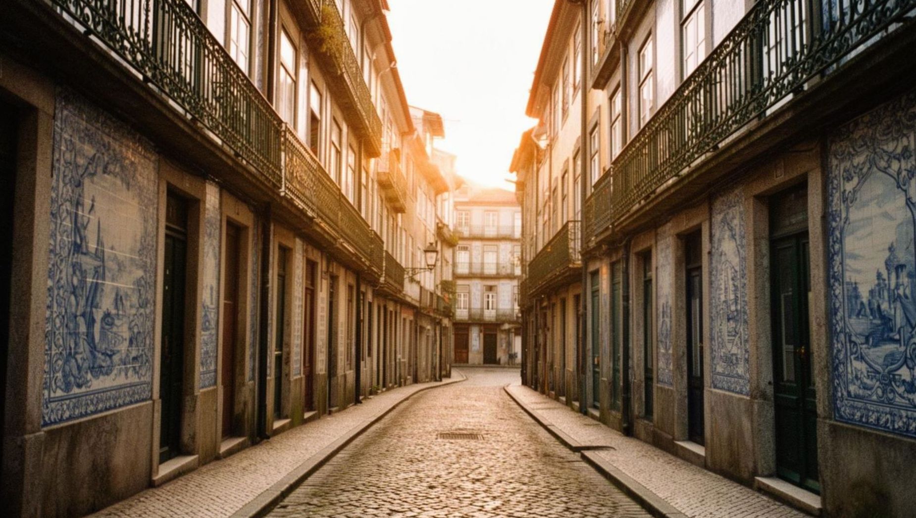 Ruelle de Porto bordée de façades en azulejos